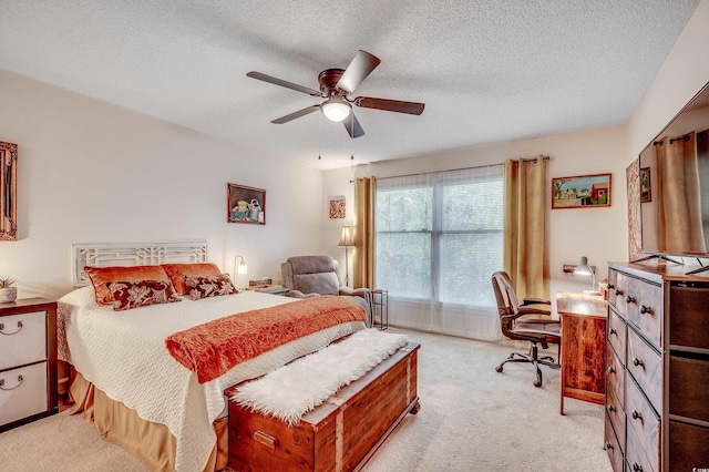 8209 Timber Ridge Rd, Conway, SC 29526 - carpeted bedroom with a textured ceiling, a ceiling fan, and a desk