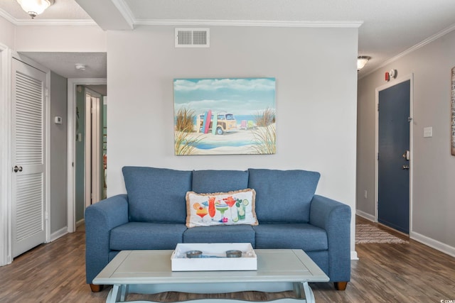 609 Hillside Dr S Unit C-16, North Myrtle Beach, SC 29582 - living room with wood finished floors, baseboards, and ornamental molding