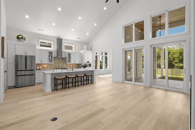 985 Shipmaster Ave, Myrtle Beach, SC 29579 - living area featuring high vaulted ceiling, recessed lighting, light wood-style flooring, and visible vents