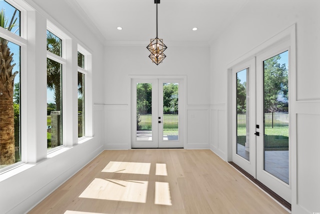 985 Shipmaster Ave, Myrtle Beach, SC 29579 - unfurnished sunroom with an inviting chandelier and french doors
