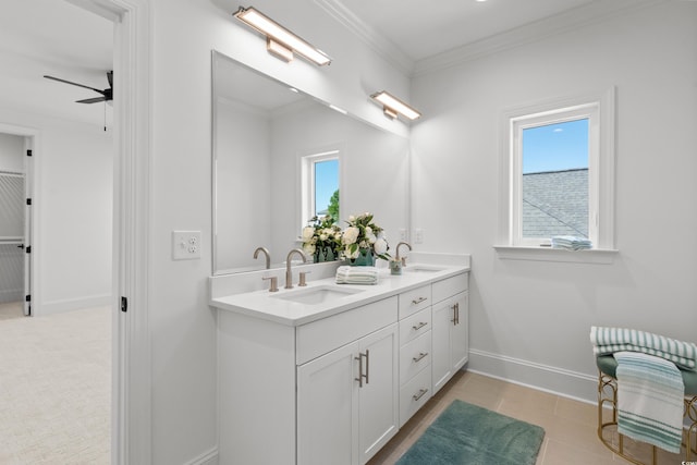 985 Shipmaster Ave, Myrtle Beach, SC 29579 - full bathroom featuring a sink, baseboards, crown molding, and double vanity