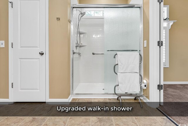 156 Summerlight Dr, Murrells Inlet, SC 29576 - full bathroom with a shower stall, baseboards, and tile patterned floors