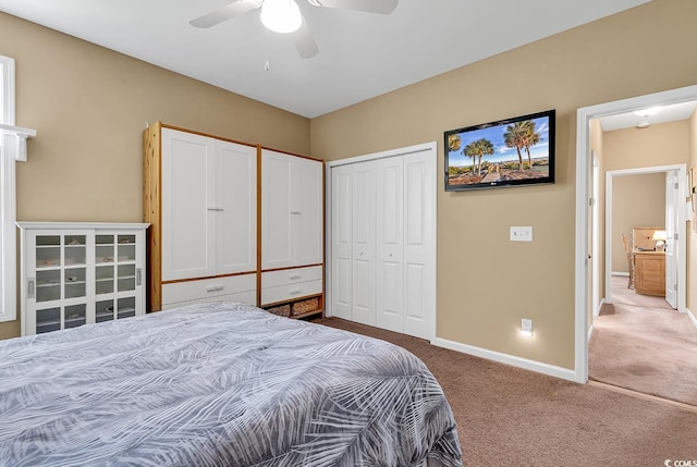 156 Summerlight Dr, Murrells Inlet, SC 29576 - bedroom with carpet flooring, baseboards, ceiling fan, and a closet