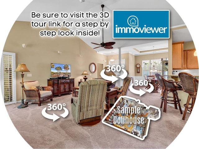 156 Summerlight Dr, Murrells Inlet, SC 29576 - living area featuring carpet and ceiling fan