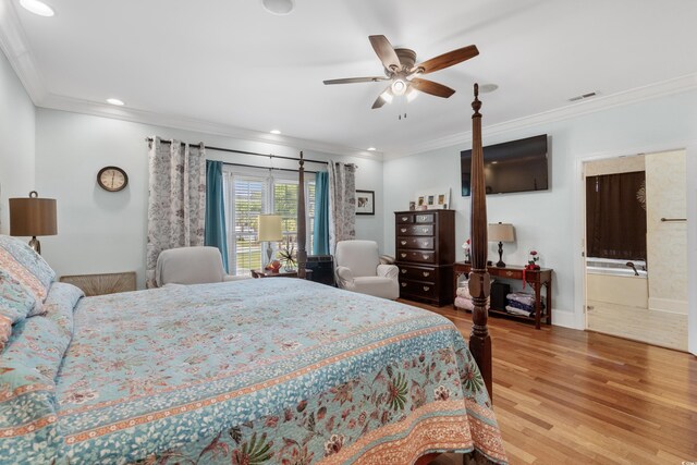 130 Pier Pointe Dr, Little River, SC 29566 - bedroom featuring light wood-style flooring, visible vents, baseboards, ornamental molding, and recessed lighting