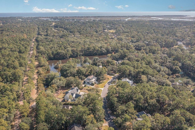 birds eye view of property with a forest view