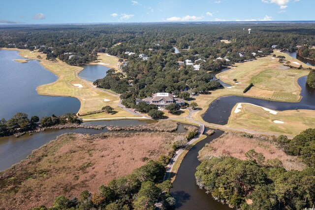 487 Lantana Cir, Georgetown, SC 29440 - drone / aerial view with a water view, golf course view, and a wooded view