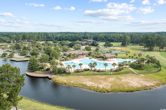 1028 Whooping Crane Dr, Conway, SC 29526 - drone / aerial view of a pool area and a nearby body of water