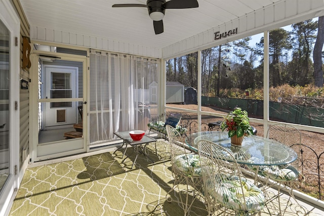 113 Edwards Ln, Longs, SC 29568 - sunroom featuring ceiling fan and outdoor dining space