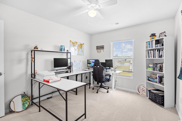 1015 Saltgrass Way, Myrtle Beach, SC 29588 - carpeted home office with visible vents, baseboards, and a ceiling fan