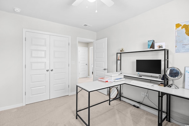 1015 Saltgrass Way, Myrtle Beach, SC 29588 - carpeted office space featuring visible vents, baseboards, and a ceiling fan