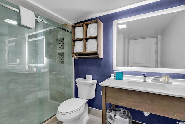 7100 N Ocean Blvd Unit 317, Myrtle Beach, SC 29572 - full bath with toilet, a shower stall, vanity, and baseboards