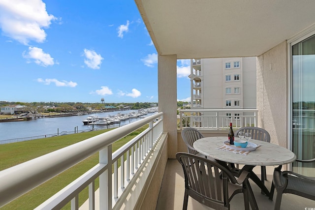 balcony with a water view
