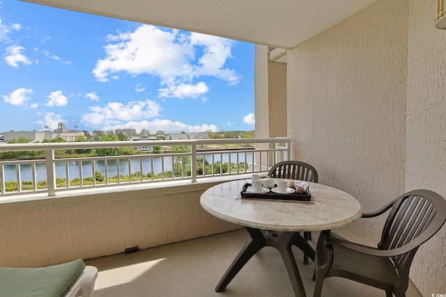 balcony with a water view
