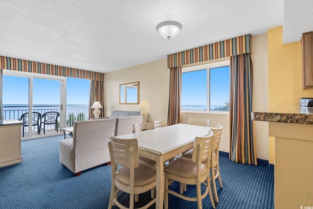 2000 N Ocean Blvd Unit 301, Myrtle Beach, SC 29577 - carpeted dining space with a textured ceiling and a water view