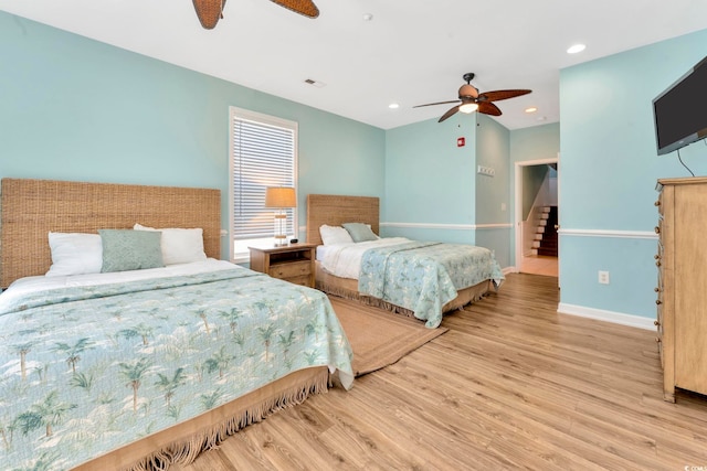 2808 N Ocean Blvd, North Myrtle Beach, SC 29582 - bedroom with baseboards, recessed lighting, wood finished floors, and visible vents