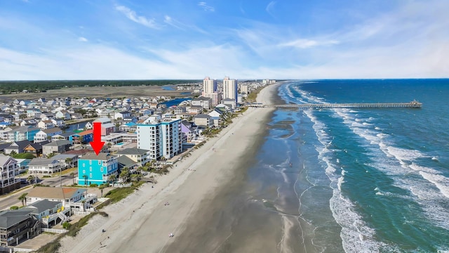 2808 N Ocean Blvd, North Myrtle Beach, SC 29582 - birds eye view of property featuring a water view and a beach view