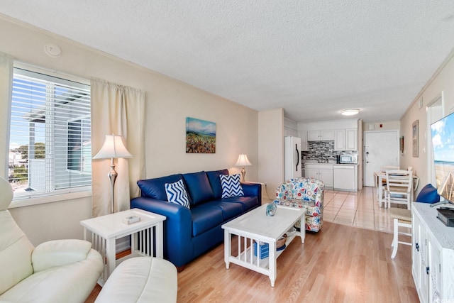 6302 N Ocean Blvd Unit G-3, North Myrtle Beach, SC 29582 - living area with a textured ceiling, a wealth of natural light, and light wood-style flooring
