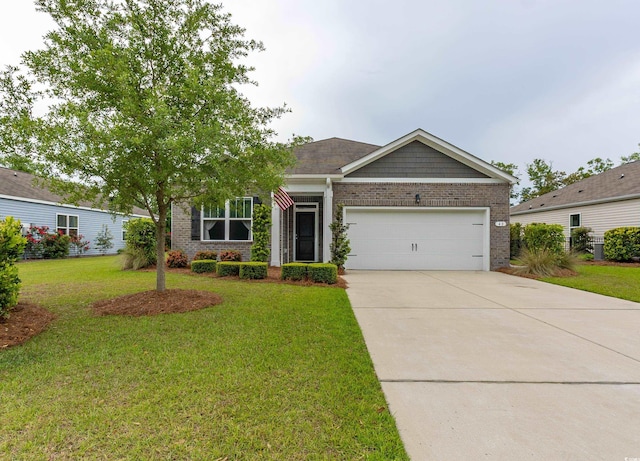 40 Parkside Dr, Pawleys Island, SC 29585 - craftsman inspired home featuring brick siding, an attached garage, driveway, and a front yard