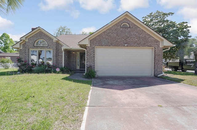 4300 Cross Cut Trl, Myrtle Beach, SC 29579 - single story home with an attached garage, concrete driveway, a front yard, and brick siding