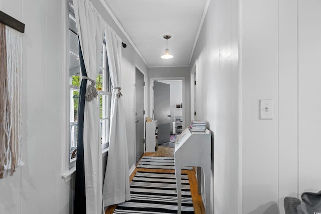 hall featuring crown molding