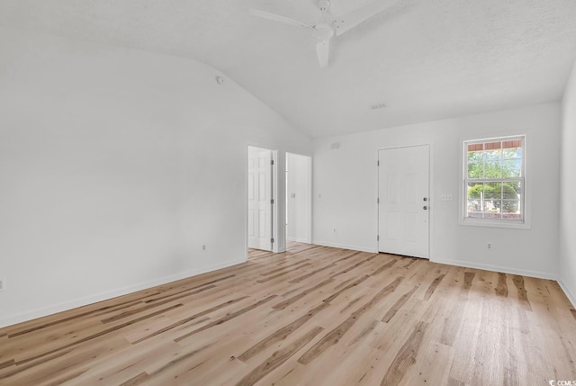 9616 Sullivan Dr, Murrells Inlet, SC 29576 - interior space with a ceiling fan, baseboards, light wood-style flooring, and lofted ceiling
