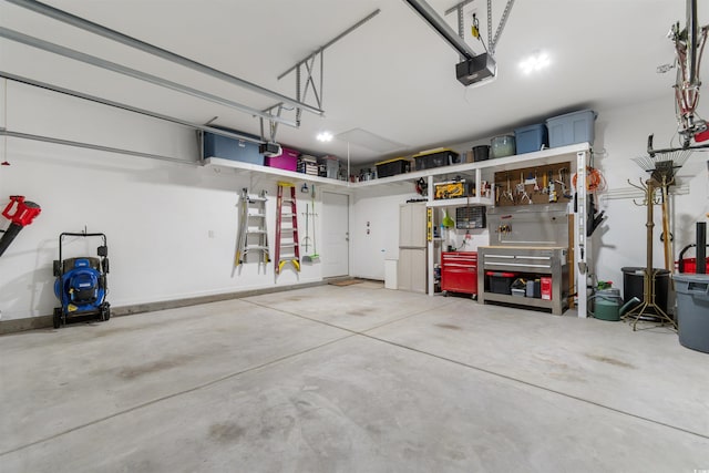 garage with a garage door opener