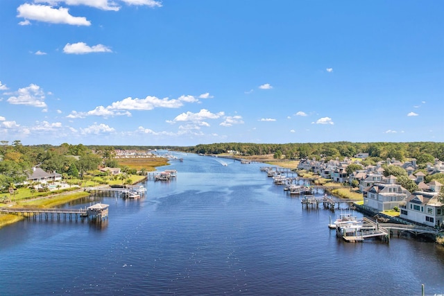 water view with a boat dock