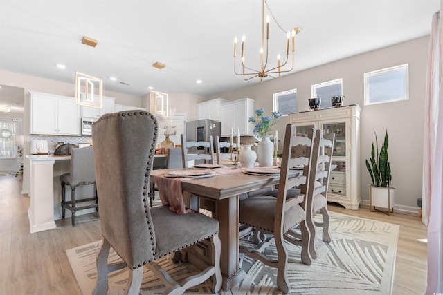 315 Cattle Drive Cir, Myrtle Beach, SC 29588 - dining space featuring a chandelier, light wood finished floors, baseboards, and recessed lighting
