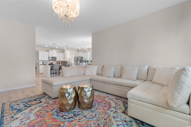 315 Cattle Drive Cir, Myrtle Beach, SC 29588 - living area featuring a chandelier, light wood finished floors, recessed lighting, and baseboards