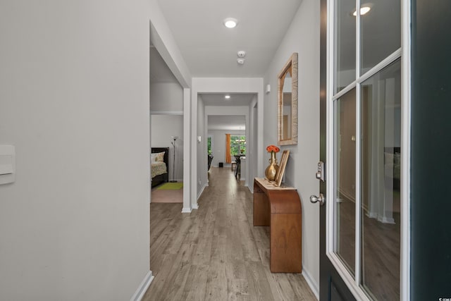 847 Flowering Branch Ave, Little River, SC 29566 - corridor with light wood finished floors, baseboards, and recessed lighting