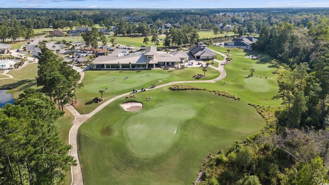aerial view featuring a residential view and golf course view