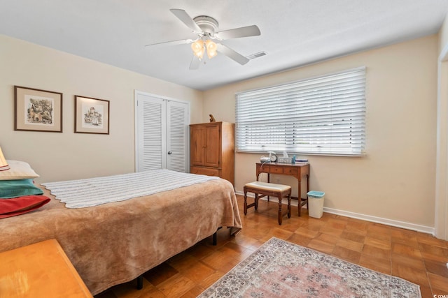 558 Juniper Dr -, Unit Myrtle Beach, SC 29577 - bedroom featuring a closet, visible vents, baseboards, and ceiling fan