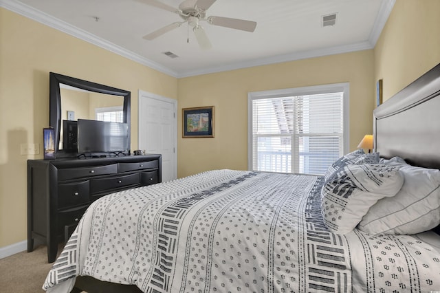 156 Via Old Sound Blvd Unit C, Ocean Isle Beach, NC 28469 - carpeted bedroom featuring multiple windows, ornamental molding, and visible vents