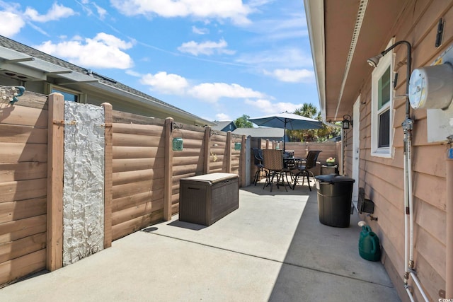 view of patio / terrace with fence and outdoor dining area