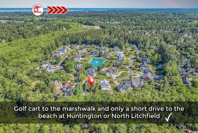 130 Hagar Brown Rd, Murrells Inlet, SC 29576 - birds eye view of property featuring a forest view and a residential view