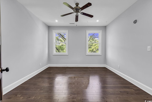 130 Hagar Brown Rd, Murrells Inlet, SC 29576 - empty room with a ceiling fan, baseboards, recessed lighting, and hardwood / wood-style flooring