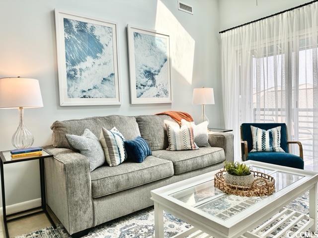 living area with visible vents
