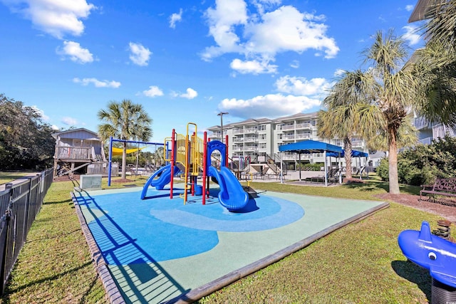 communal playground with a yard
