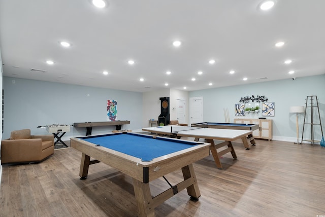 1011 Maxwell Dr, Little River, SC 29566 - recreation room featuring billiards, visible vents, baseboards, light wood finished floors, and recessed lighting