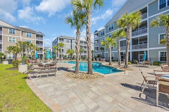 142 Ella Kinley Cir Unit 402, Myrtle Beach, SC 29588 - community pool featuring a patio and a residential view