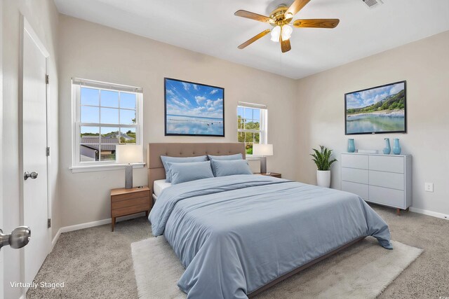 2701 Hillside Dr S Unit 1, North Myrtle Beach, SC 29582 - bedroom with light carpet and ceiling fan