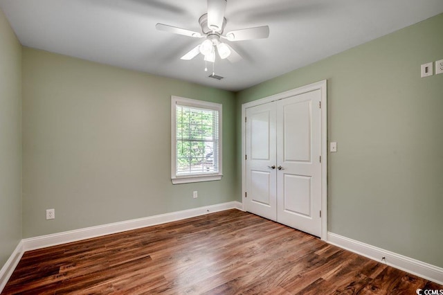 107 Azalea Dr, Conway, SC 29526 - unfurnished bedroom with baseboards, wood finished floors, visible vents, and a closet