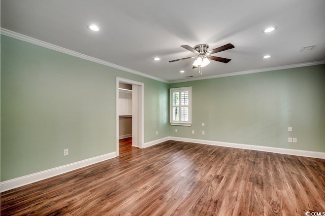 107 Azalea Dr, Conway, SC 29526 - unfurnished room with crown molding, recessed lighting, and dark wood-style flooring