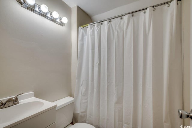 107 Azalea Dr, Conway, SC 29526 - full bathroom with vanity, a shower with shower curtain, and toilet