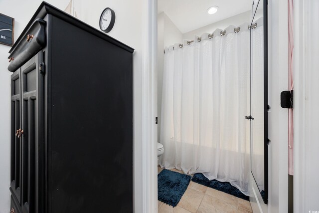 903 Ocean Pines Ct, North Myrtle Beach, SC 29582 - full bathroom with a shower with shower curtain, toilet, and tile patterned floors