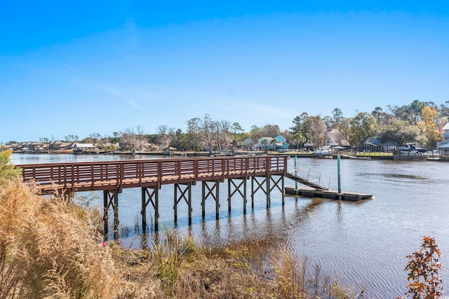 view of dock featuring a water view