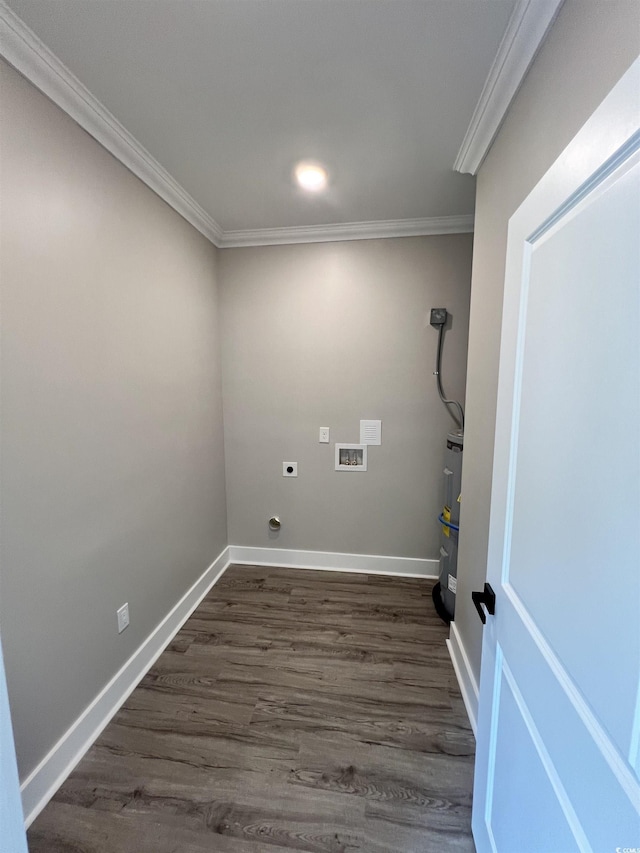 laundry area featuring laundry area, crown molding, washer hookup, and electric dryer hookup