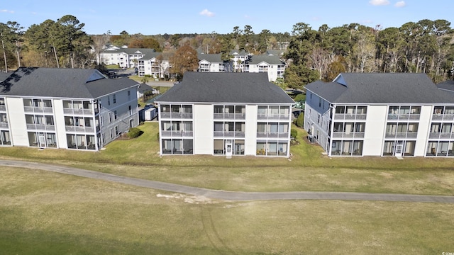 drone / aerial view with a residential view