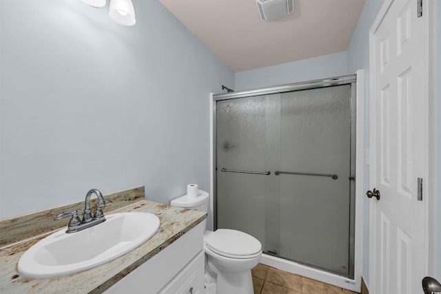 1361 Turkey Ridge Rd Unit C, Surfside Beach, SC 29575 - full bathroom featuring a stall shower, tile patterned floors, vanity, and toilet